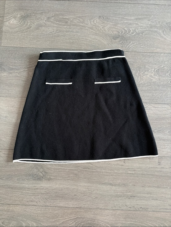 OAK + FORT Dresses & Skirts - OAK + FORT Black A-Line Mini Skirt with White Trim